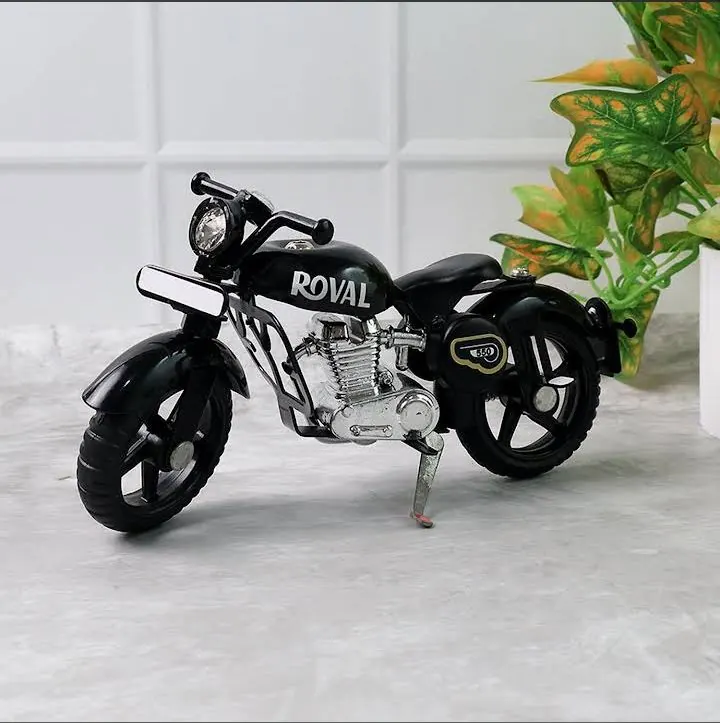 Classic black Royal die-cast toy motorcycle
